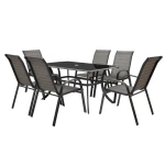 Set mobilier pentru gradina HECHT Honey Set 6, aluminiu/sticla, masa 150 x 90 x 72 cm, 6 x scaune 58 x 74 x 97 cm