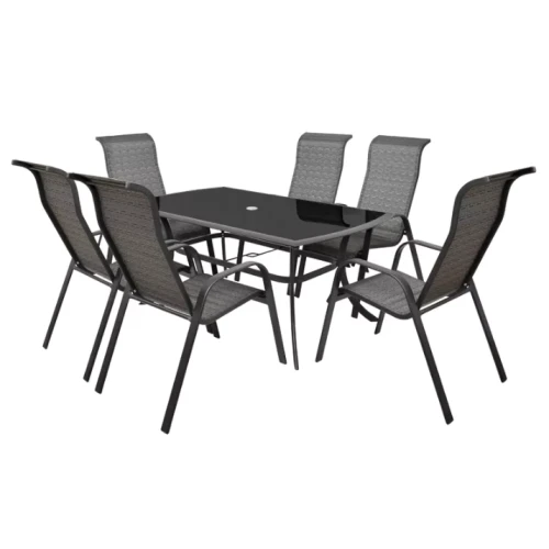 Set mobilier pentru gradina HECHT Honey Set Maxi, aluminiu/sticla, masa 168 x 97 x 72 cm, 6 x scaune 57 x 86 x 111 cm