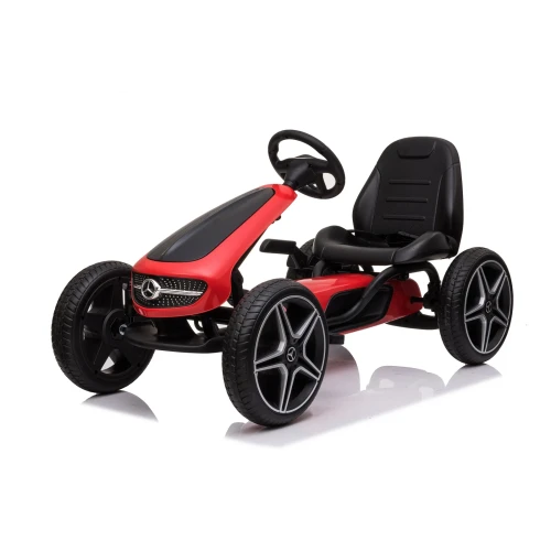 Kart cu pedale pentru copii HECHT Mercedes Benz, varsta copii 3-7 ani, 108.5 x 61 x 62 cm, roti 30 cm, greutate maxima suportata 25 kg, rosu/negru
