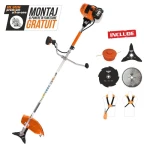 Motocoasa de umar RURIS DAC 510, motor benzina 2T, 62 CC, 3.5 CP, diametru taiere 250 mm, cu disc de tuns iarba cu 3 dinti, 8 dinti, 80 dinti Vidia