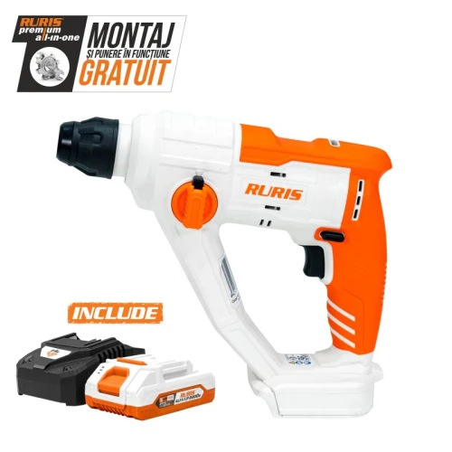 Ciocan rotopercutor pe acumulator RURIS RMX 1210 power alfa up {contine acumulator+incarcator}